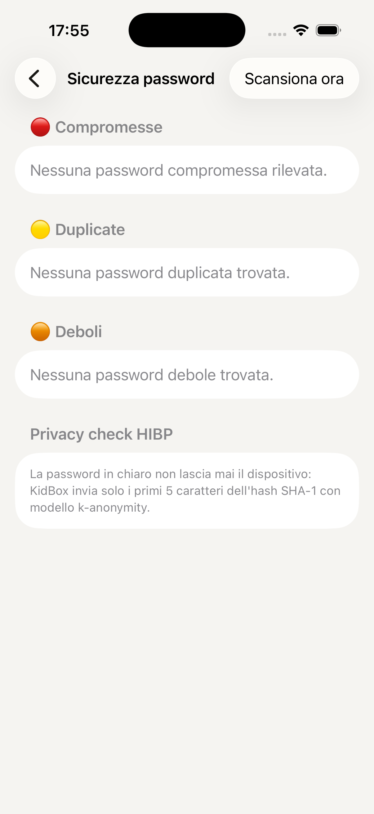 Categorie password